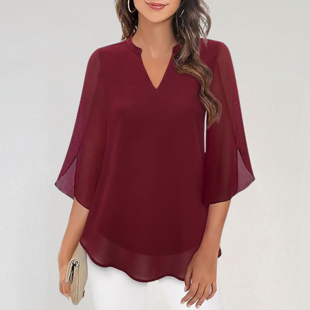 Airy Split Sleeve Chiffon Summer Shirt