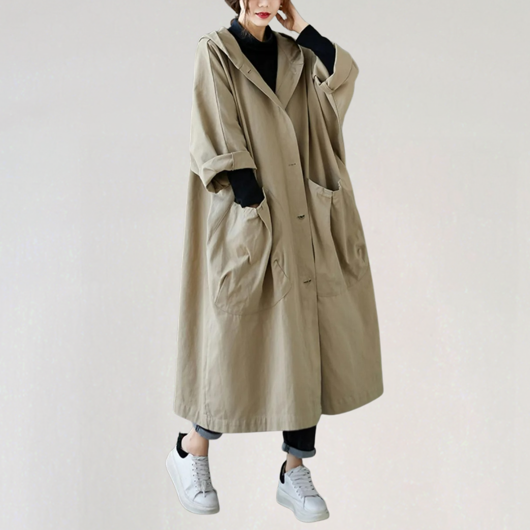 Long Hooded Waterproof Trench Coat |  Lightweight Fall Layering Jacket