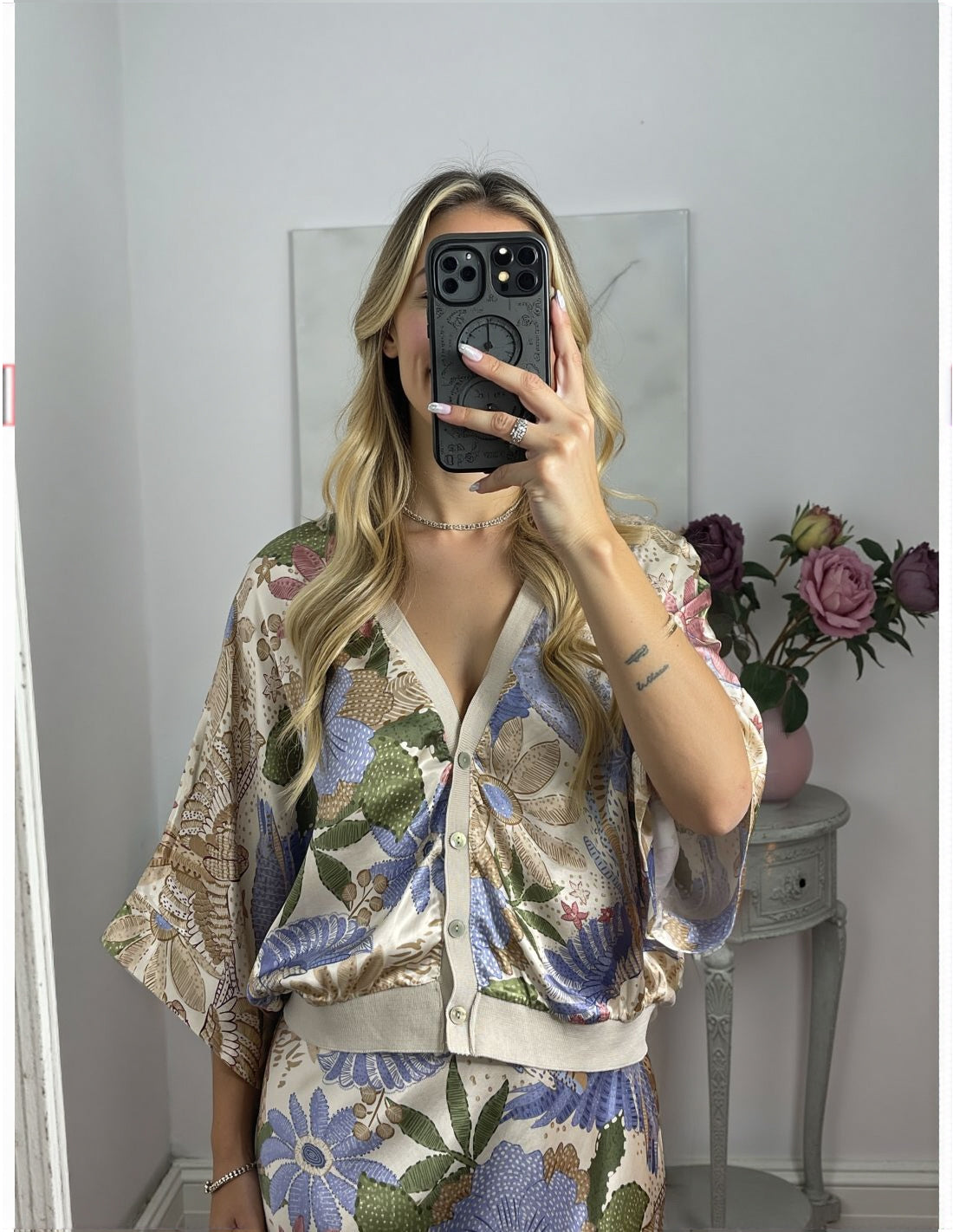 Satin Summer Set with Floral Print