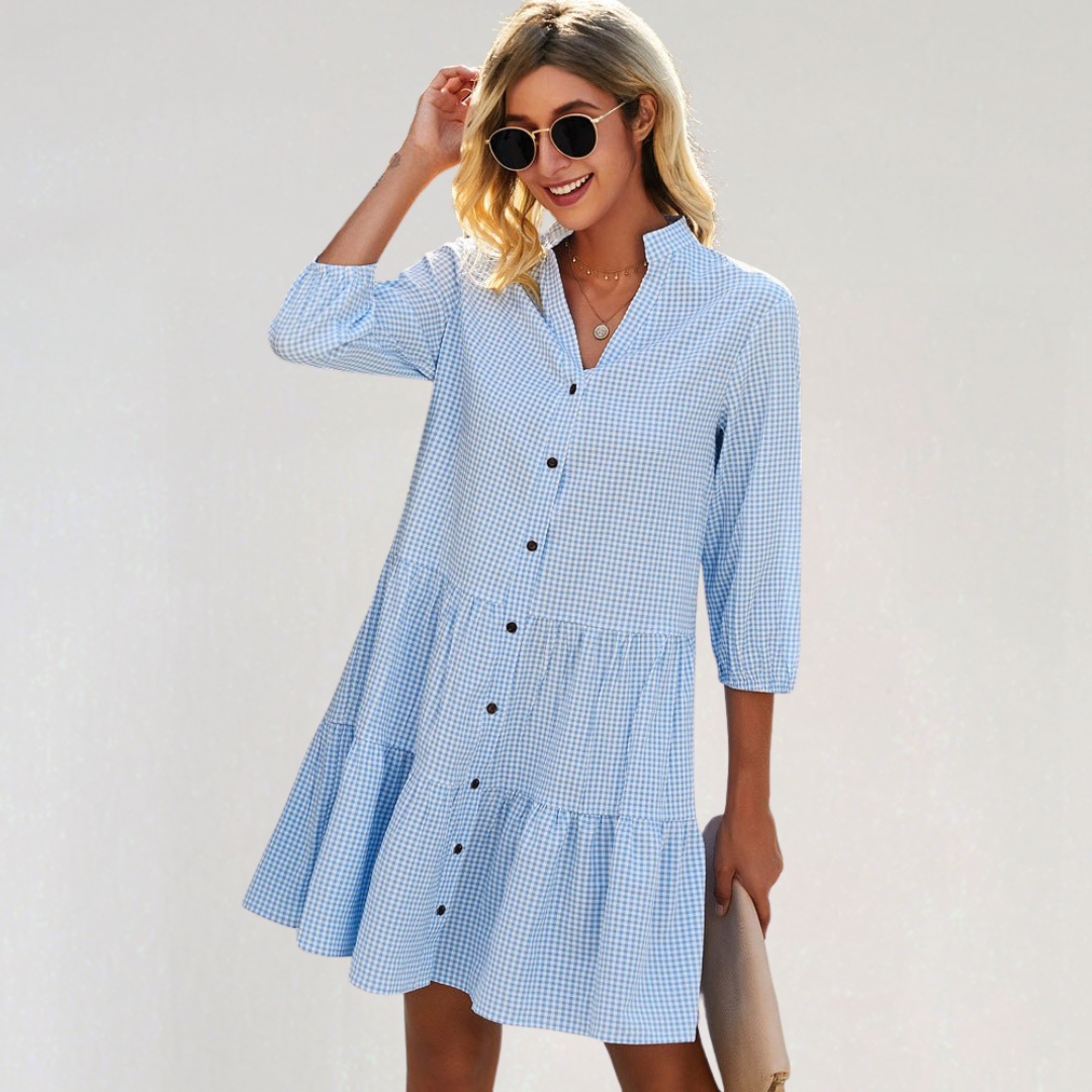 Elegant Gingham Summer Dress