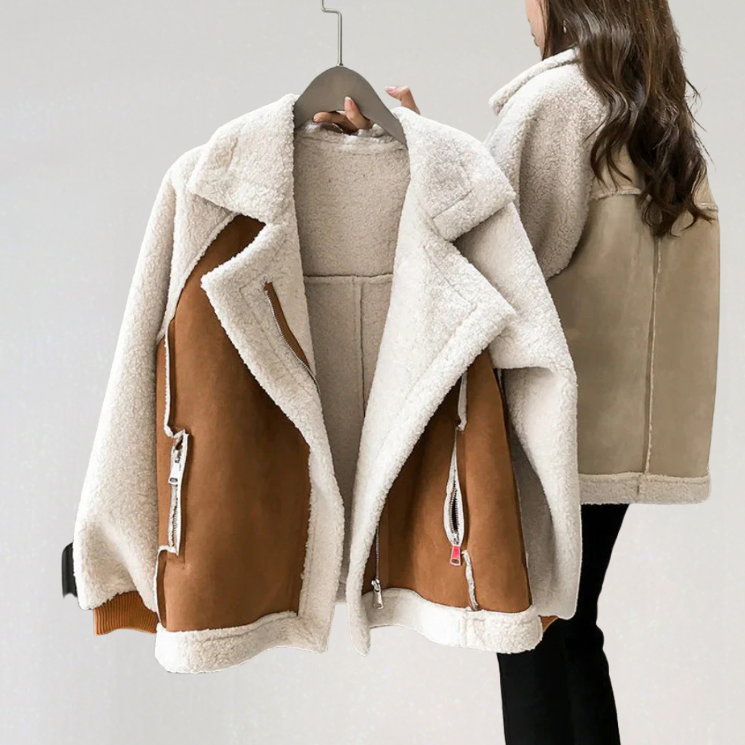 Women’s Faux Suede Shearling Jacket | Oversized Sherpa Lined Winter Coat