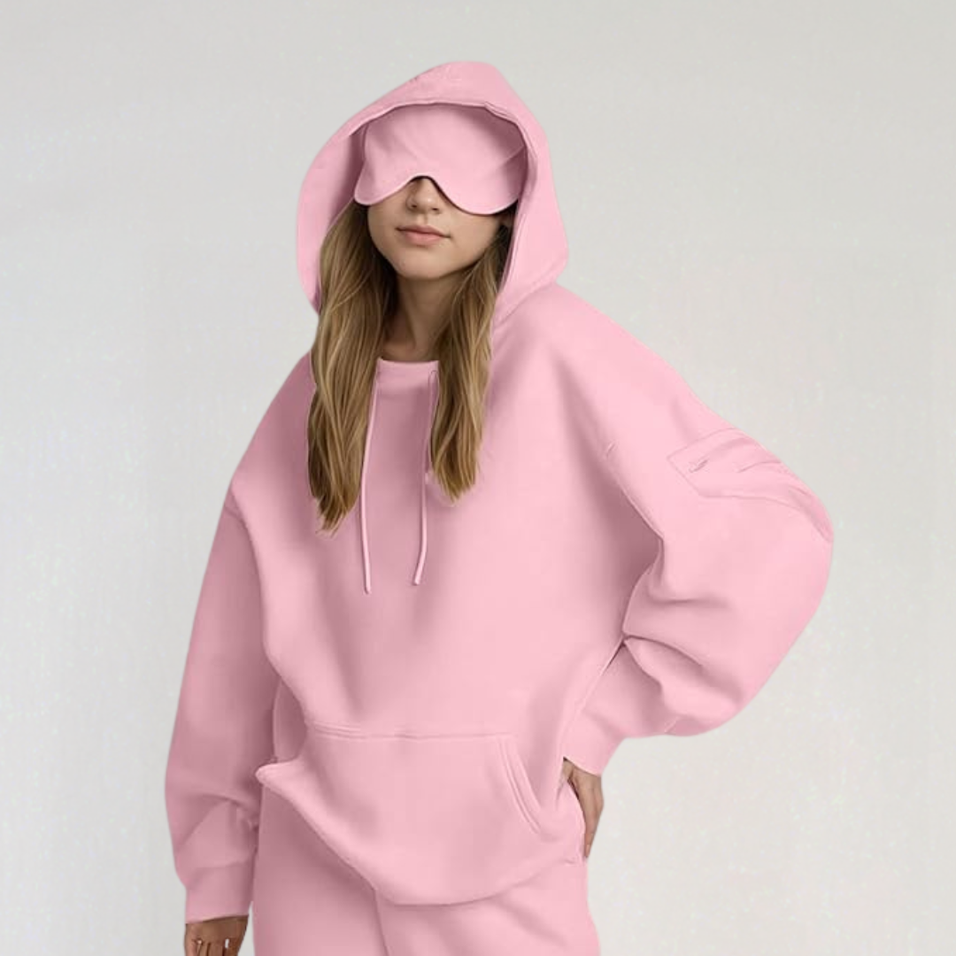 Oversized Hoodie with Built-In Eye Mask | Cozy Loungewear Sweater