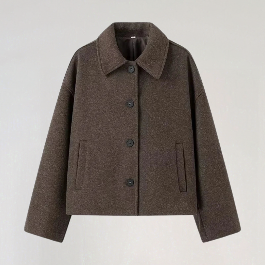 Elegant Cropped Wool Coat for Women