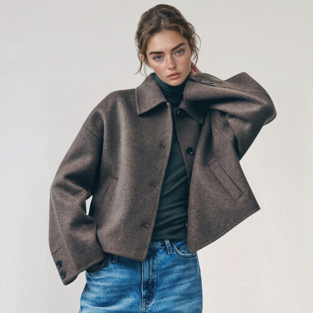 Elegant Cropped Wool Coat for Women