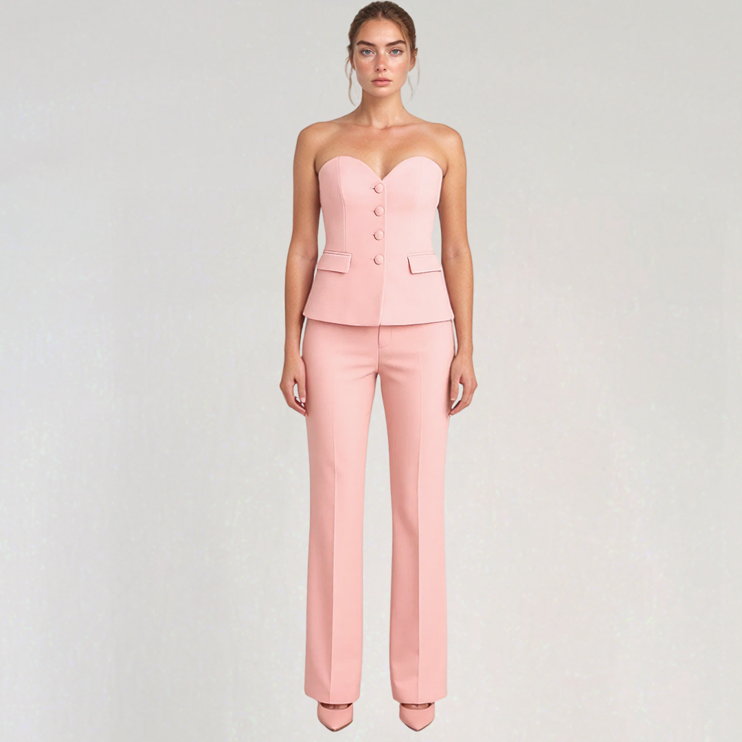 Pink Strapless Co-ord Set