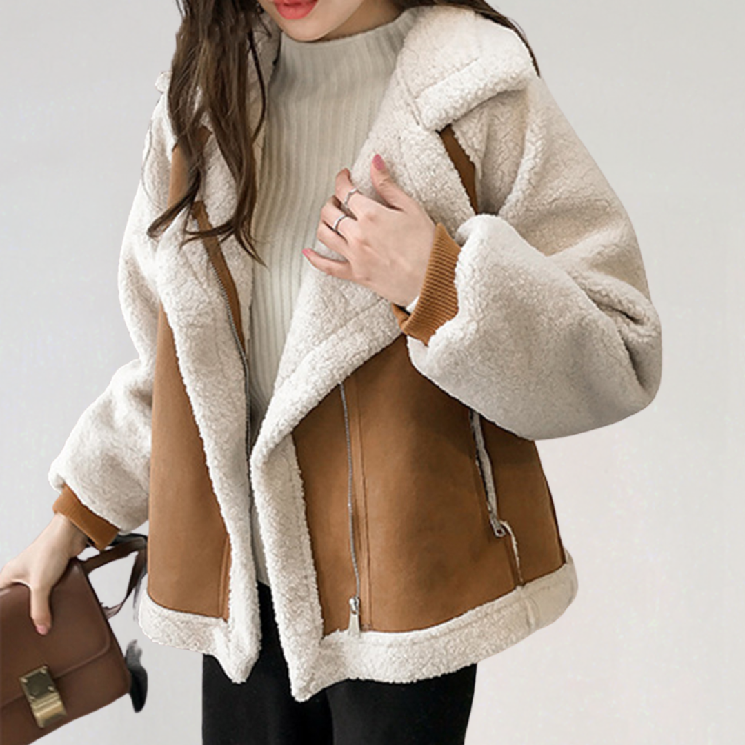Women’s Faux Suede Shearling Jacket | Oversized Sherpa Lined Winter Coat