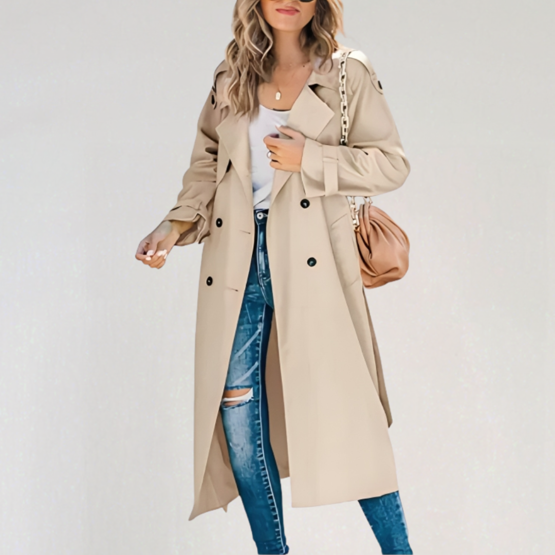 Oversized Trench Coat for Women | Long Double Breasted Windbreaker