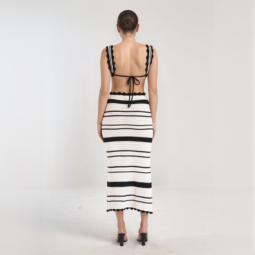 Boho Crochet Maxi Skirt and Top Set