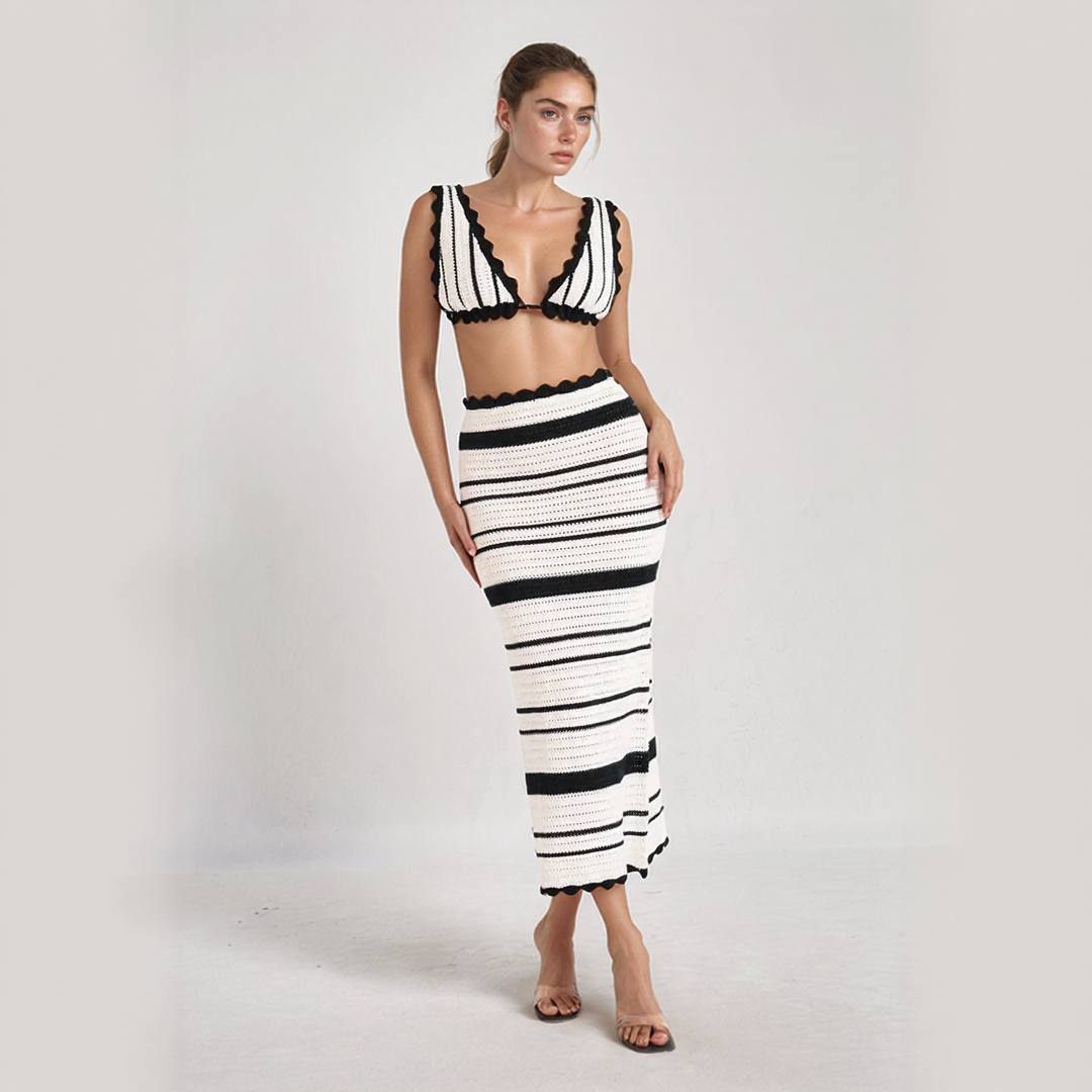 Boho Crochet Maxi Skirt and Top Set