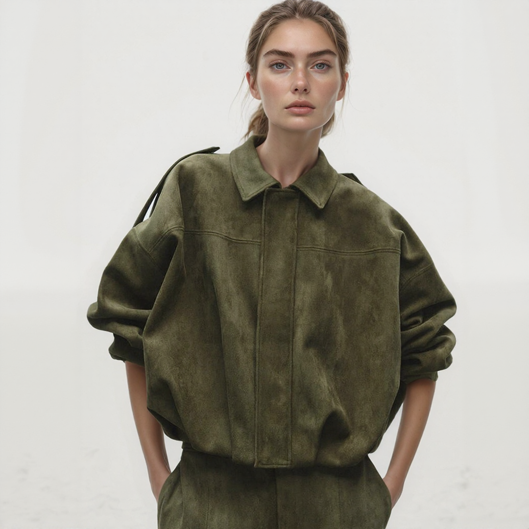 Trendy Faux Suede Bomber Jacket