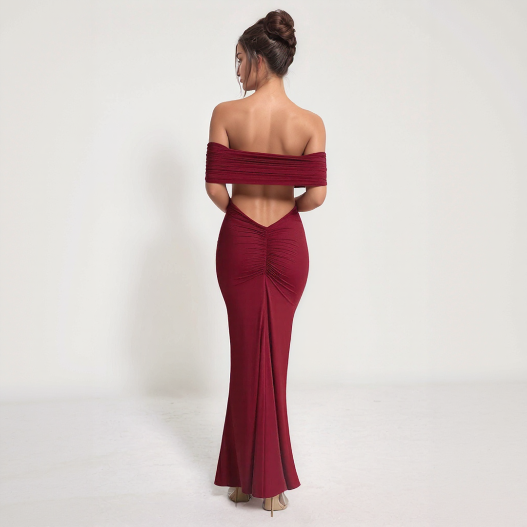 Backless Off Shoulder Maxi Dress