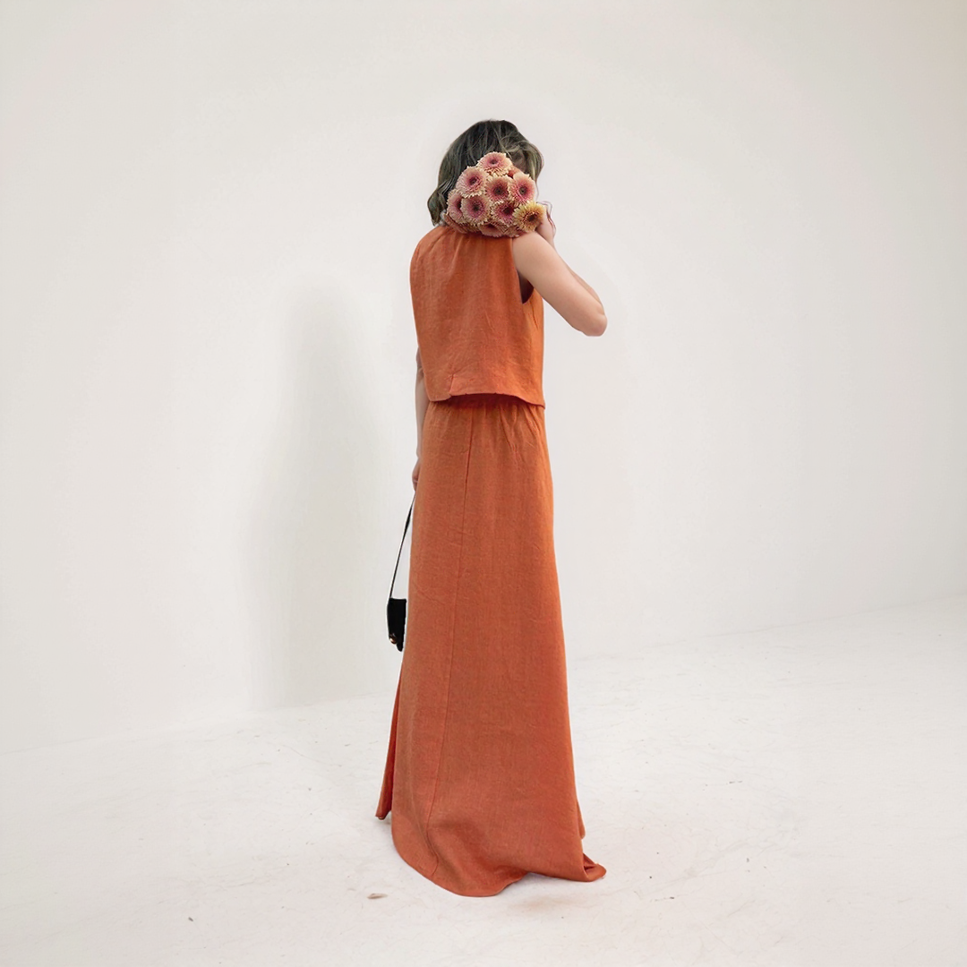 Sleeveless Linen Summer Two Piece Set