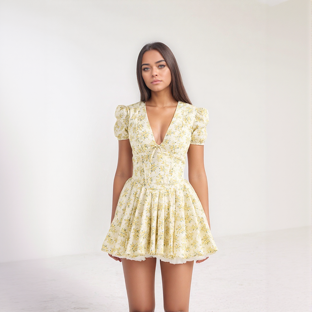 Floral Puff Sleeve Mini Dress