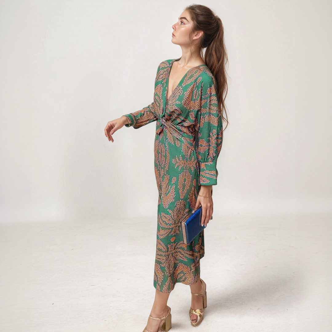 Boho Chic Printed Midi Dress