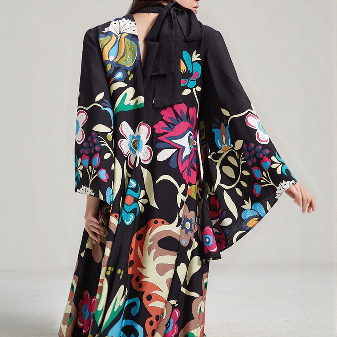 Bohemian Silk Kaftan Maxi Dress