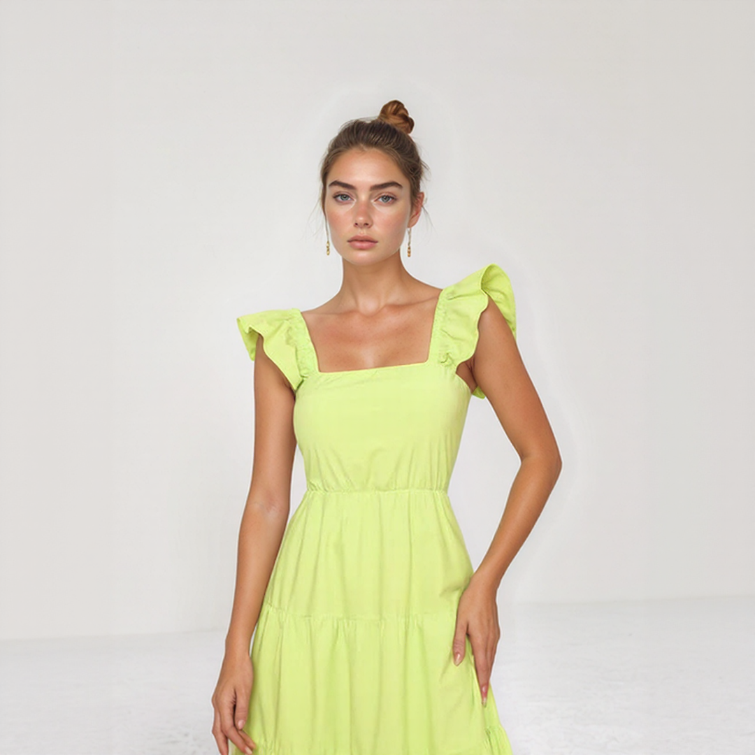 Boho Ruffle Sleeve Backless Tie Maxi Dress
