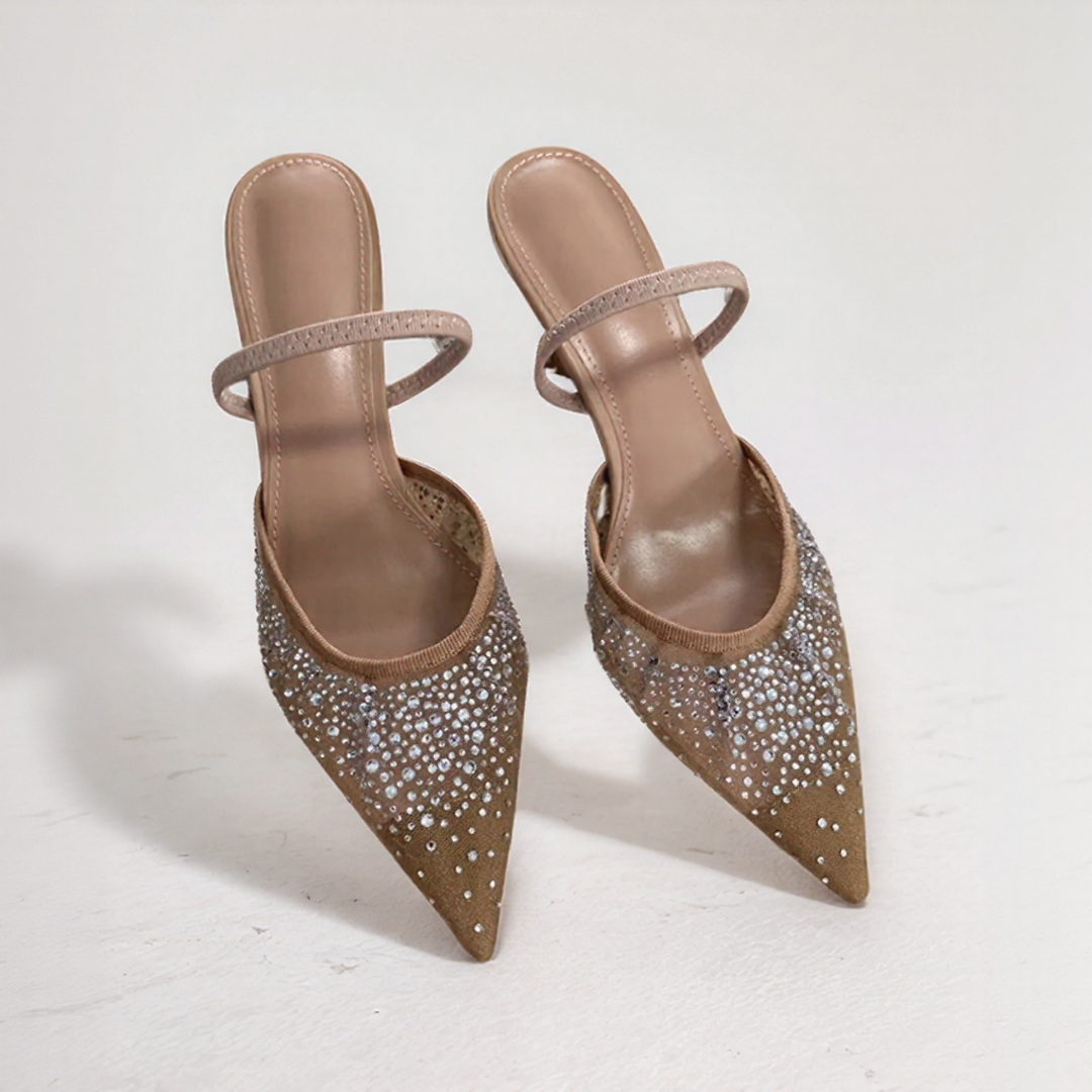 Sparkly Pointed Toe Slingback Heels for Women