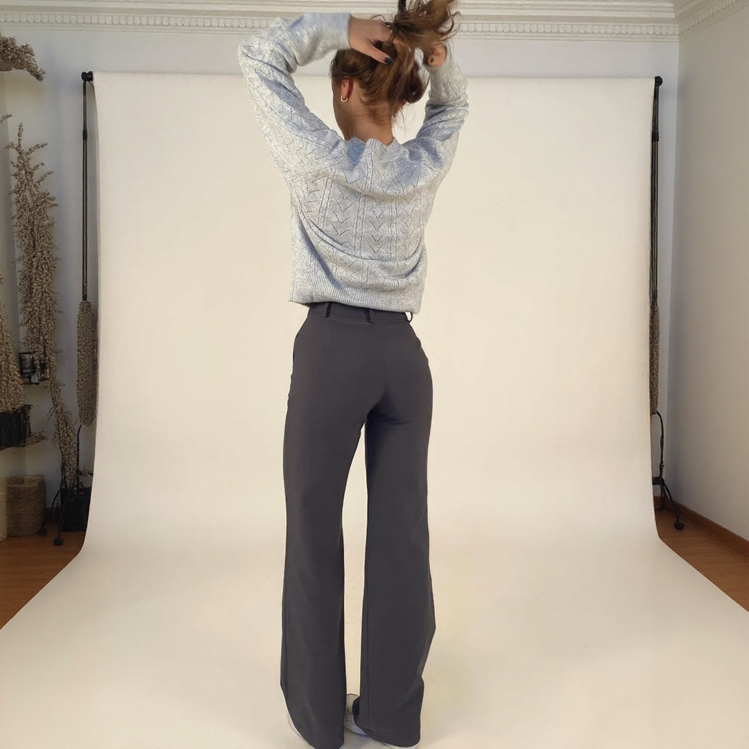 High Waist Trousers with Straight Legs