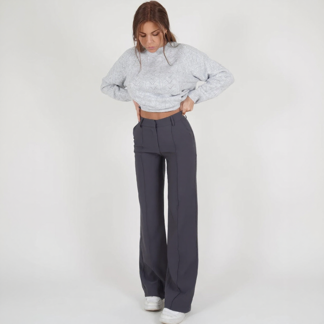 High Waist Trousers with Straight Legs