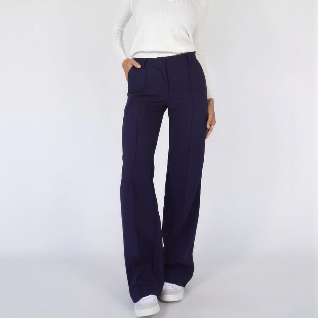 High Waist Trousers with Straight Legs