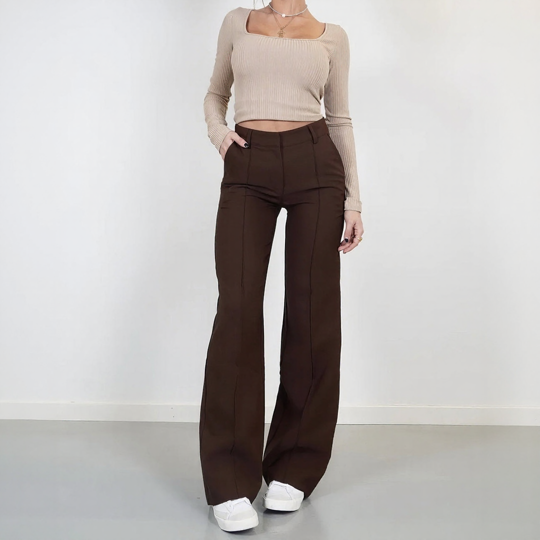 High Waist Trousers with Straight Legs