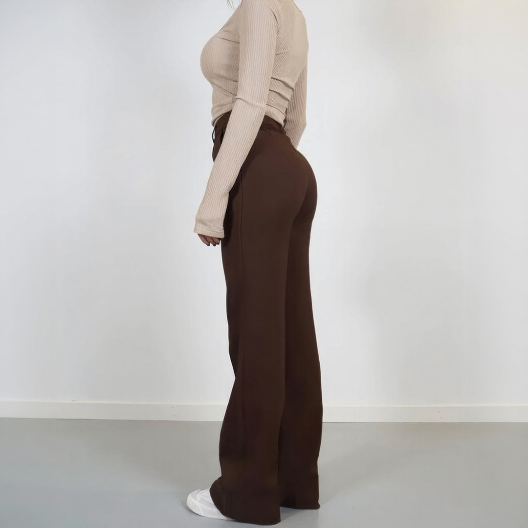 High Waist Trousers with Straight Legs