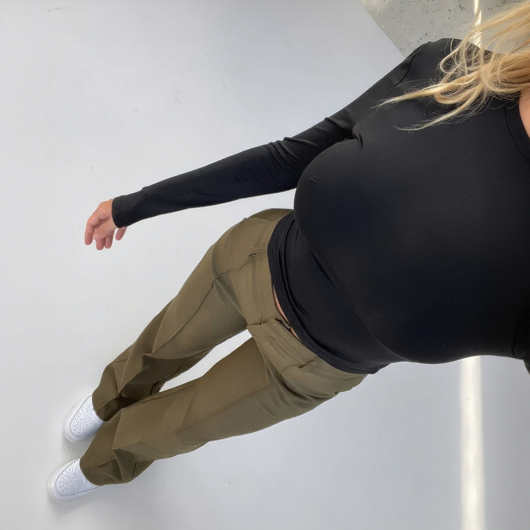 High Waist Trousers with Straight Legs