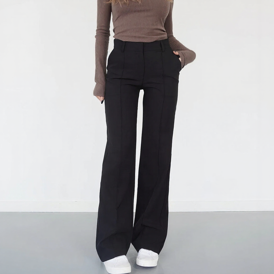 High Waist Trousers with Straight Legs