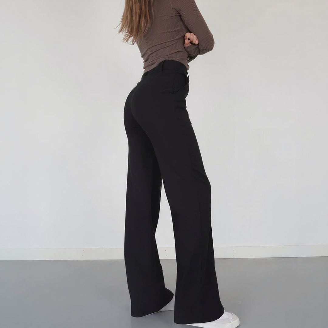 High Waist Trousers with Straight Legs