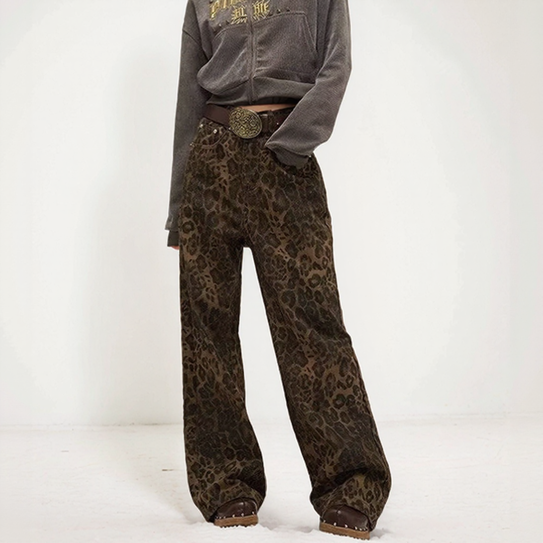 Jeans with Leopard Print for Women