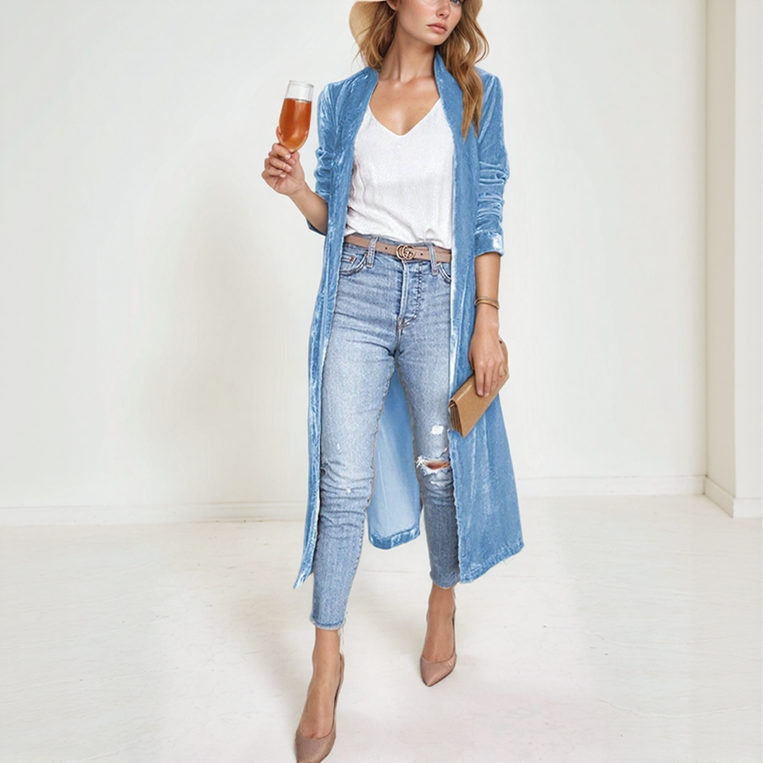 Women’s Long Velvet Duster Cardigan